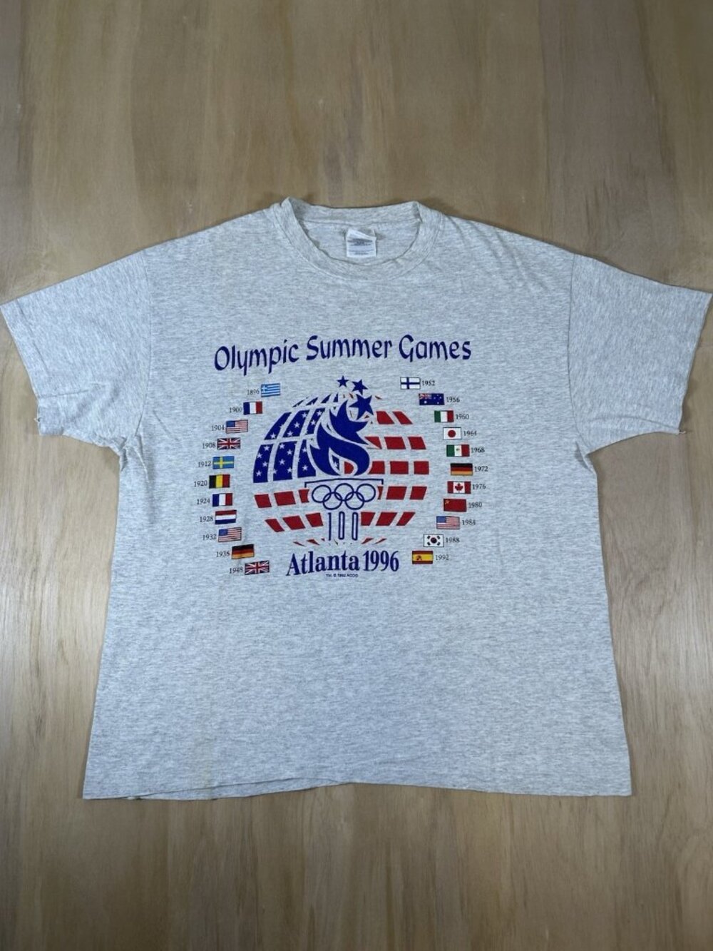 EUC 1996 Vintage Atlanta Summer Olympics Shirt Size XL Gray Single Stitch 90s